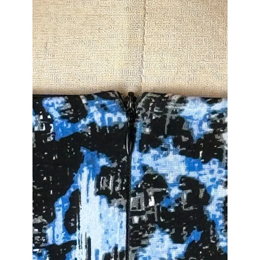 Carmen Marc‎ Valvo Dress Women 6 Blue Boat Neck Jersey Knit Ruched Sheath